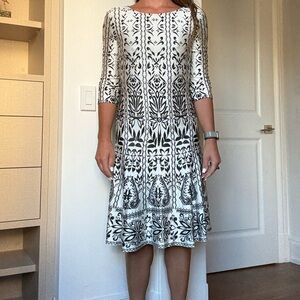 St. John Collection Knit Dress Black White Sz